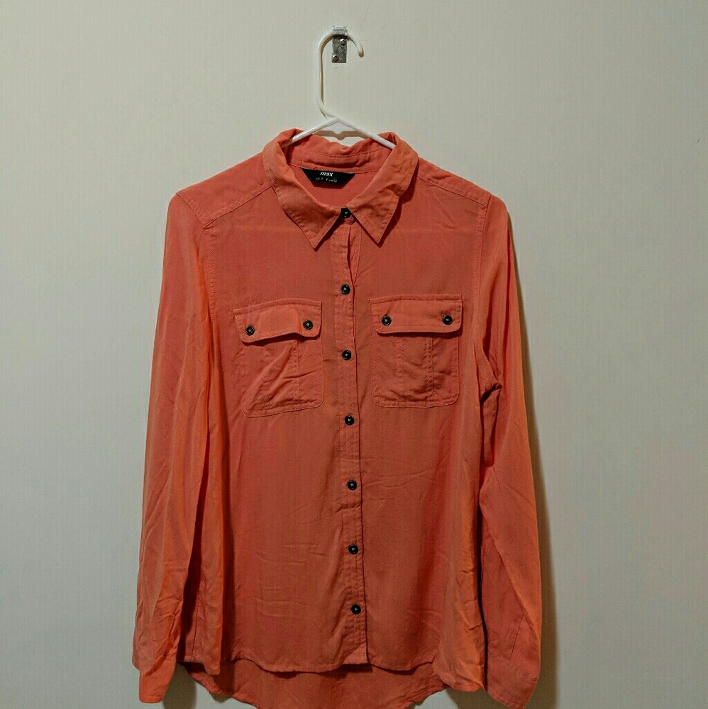 Peach button up shirt